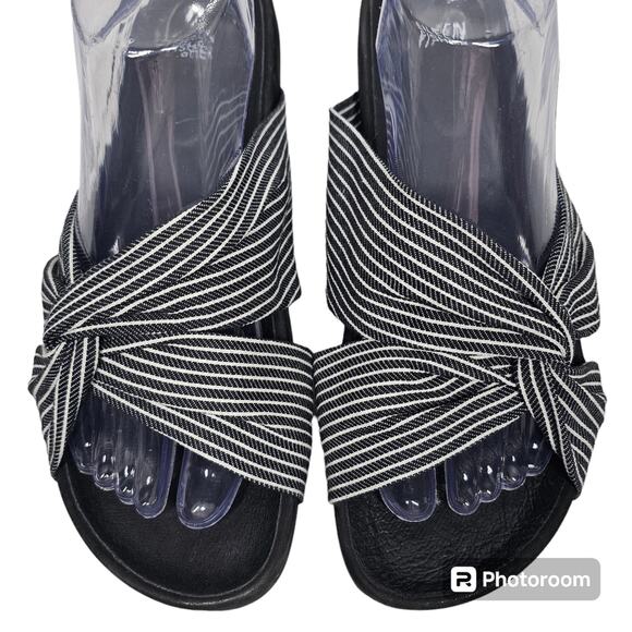 Eileen Fisher Pal Black Stripe Canvas Slides Size 10 - Picture 2 of 10